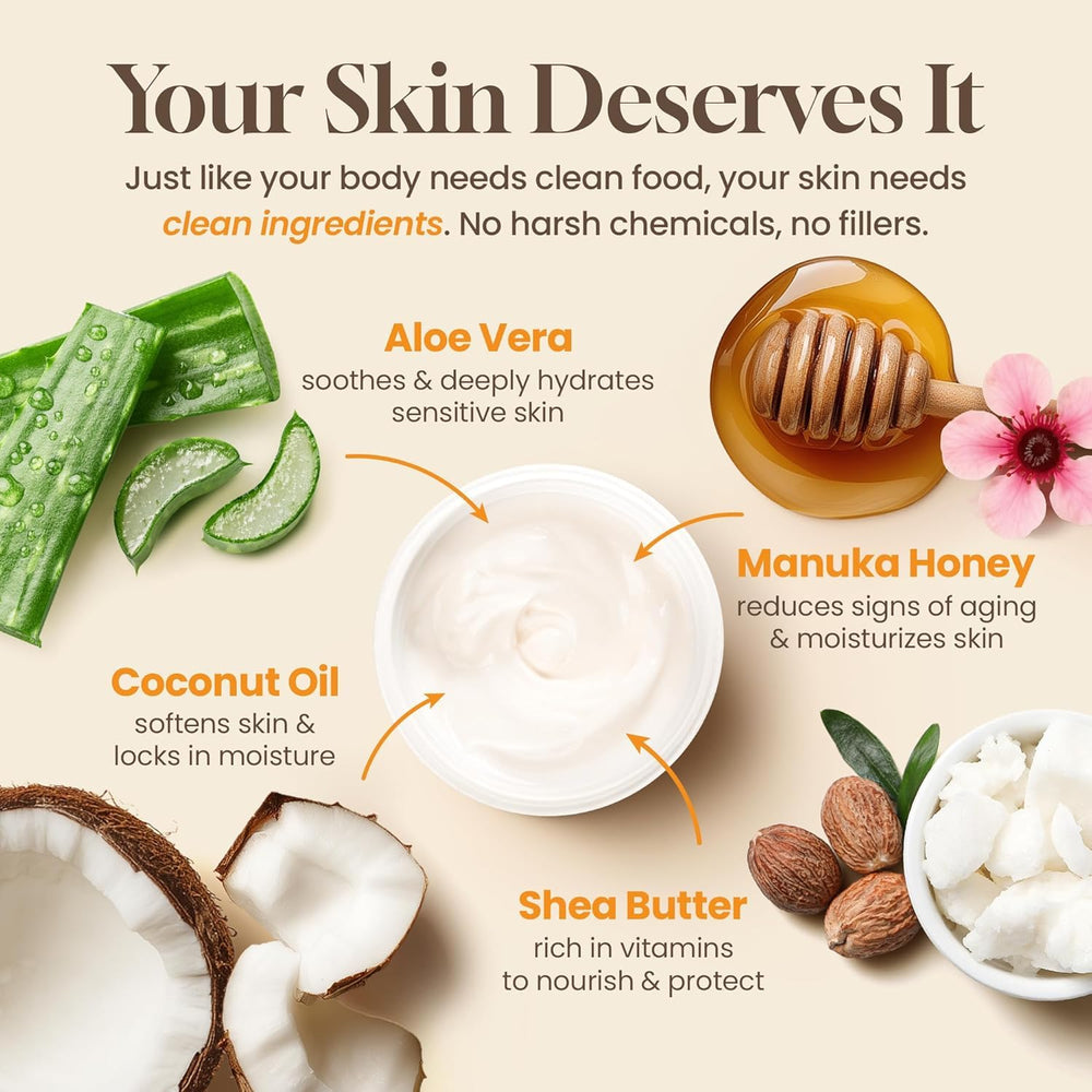 Application visage avec Honeyskin, texture riche et veloutée.