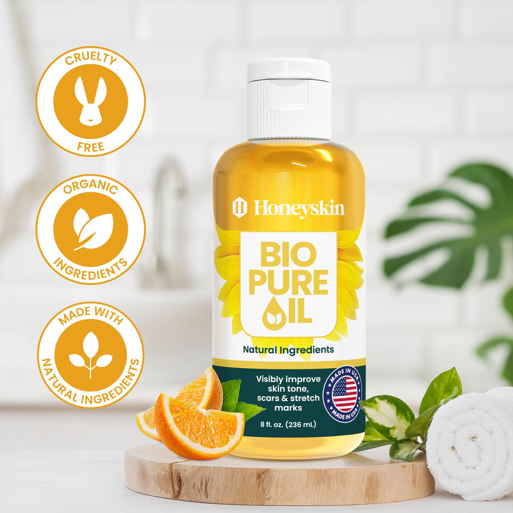 Honeyskin Bio Pure – ingrédients naturels sans parabènes, sûr pour tous types de peau.
