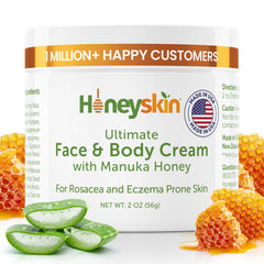 Crème hydratante Honeyskin visage au manuka, hydratation durable.