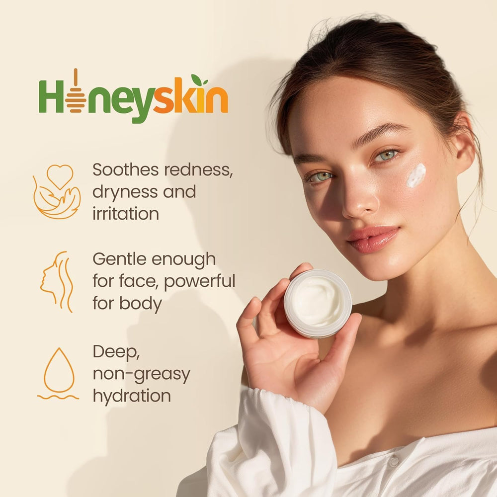 Bouteille Honeyskin, emballage élégant et pratique.