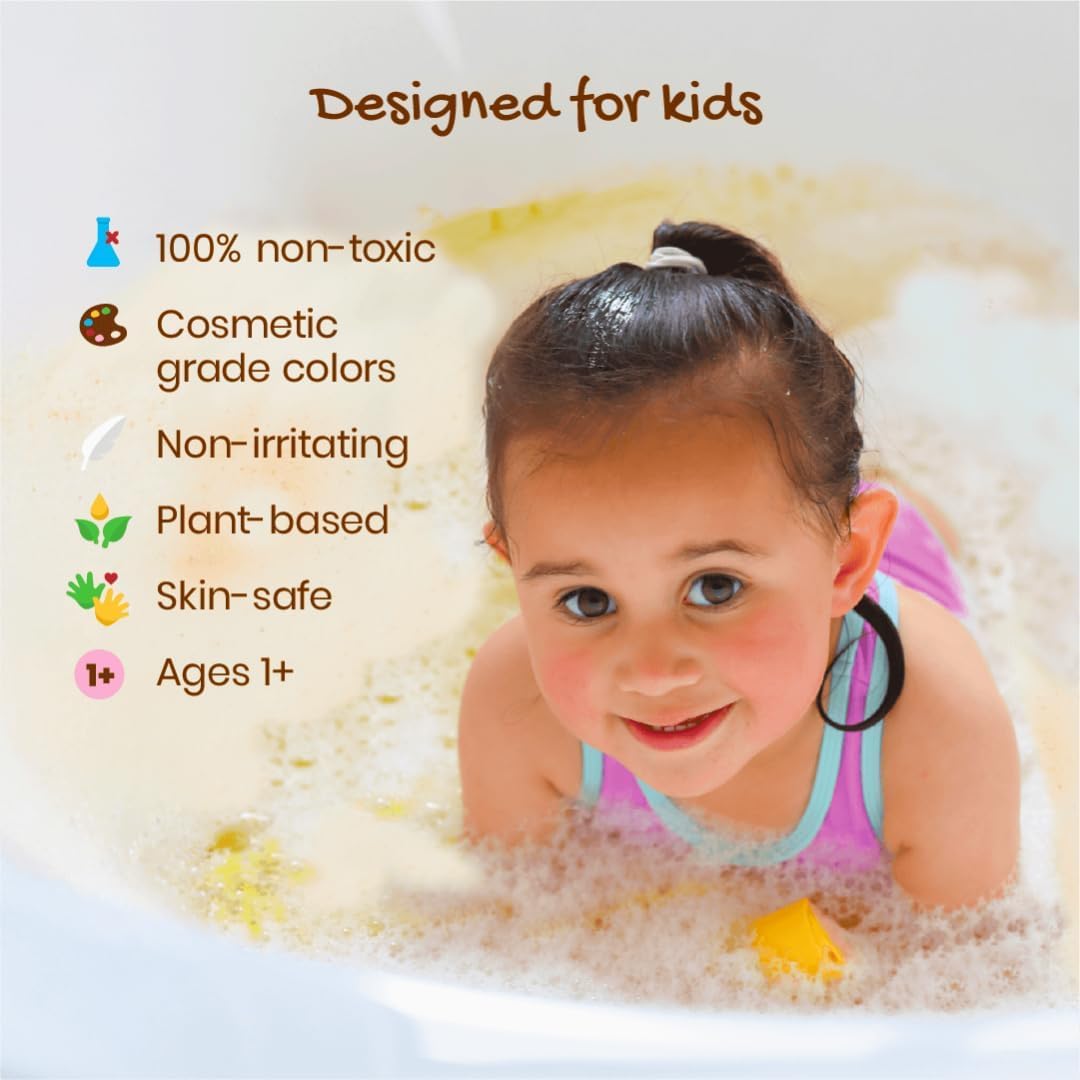 Honeysticks Bain bulles jaune : mélange coloré et éducatif lors du bain.