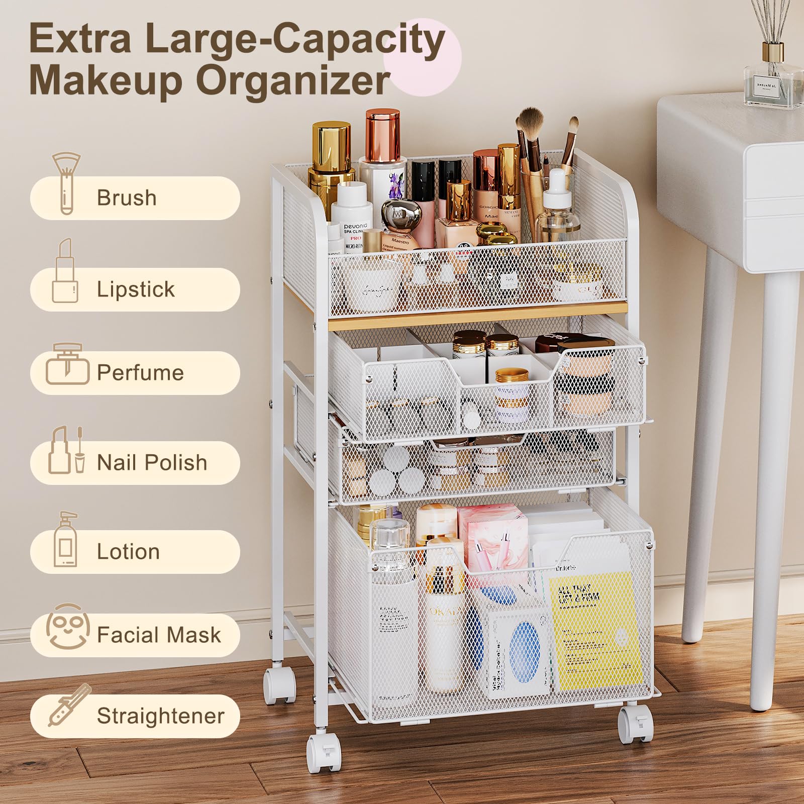 Hongtamoya rangement cosmétique, surface supérieure pour brosses