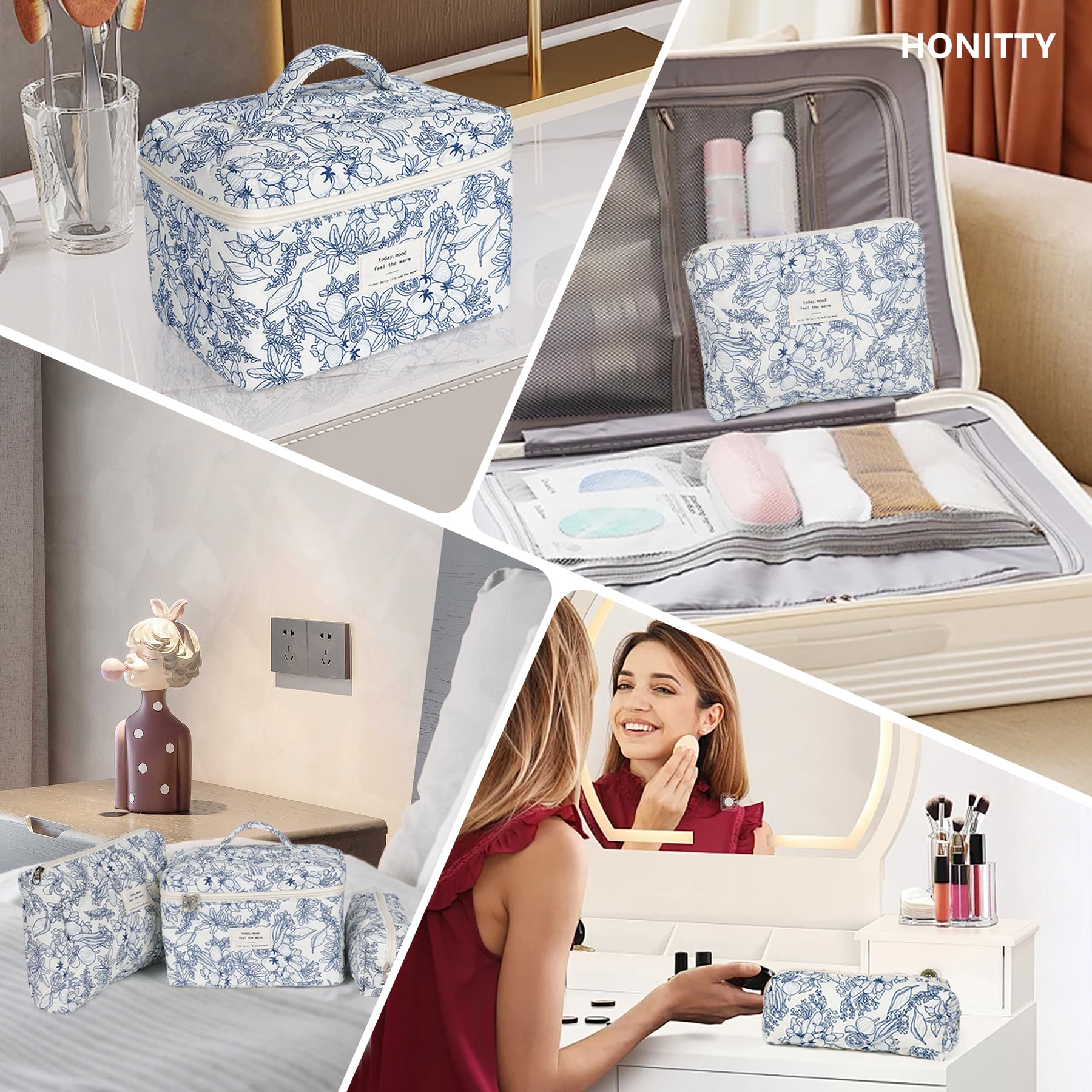 Honitty accessoires maquillage patchwork floral – transportable et facile à nettoyer