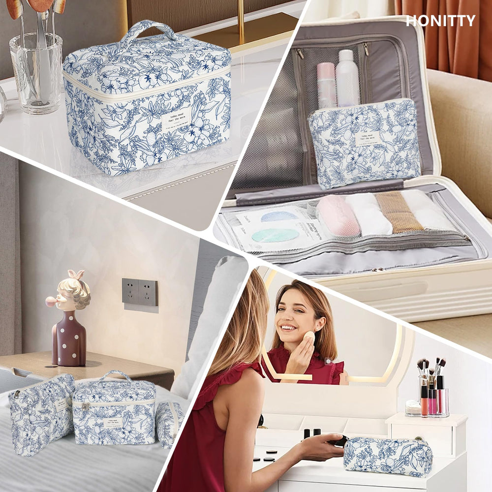 Honitty accessoires maquillage patchwork floral – transportable et facile à nettoyer