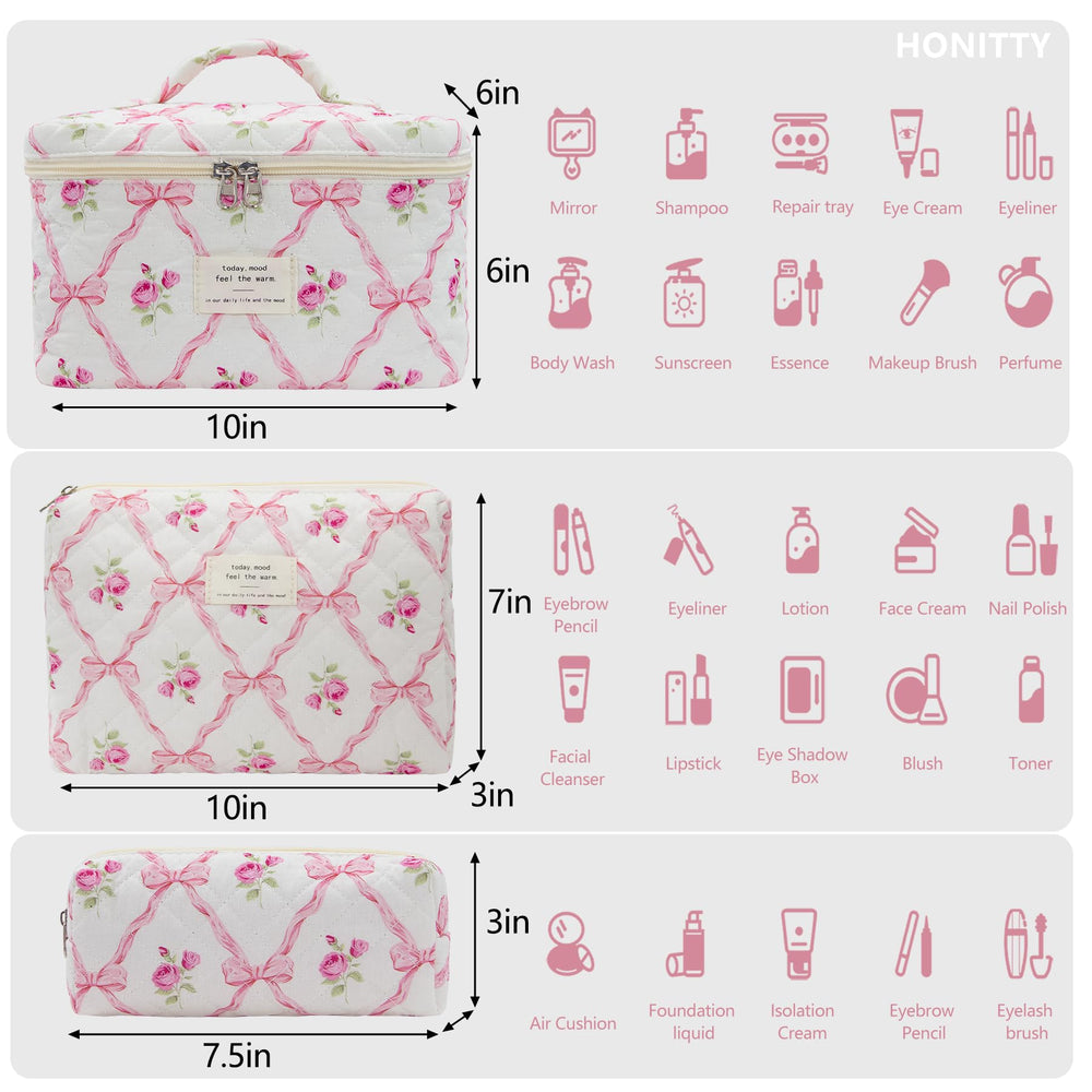 ensemble de trois sacs maquillage pour trier pinceaux et produits