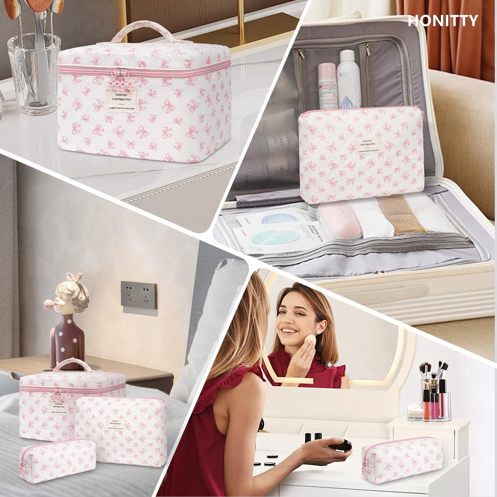 Honitty organisation coffret cosmetiques matelassé fleurs – idéal pour accessoires.