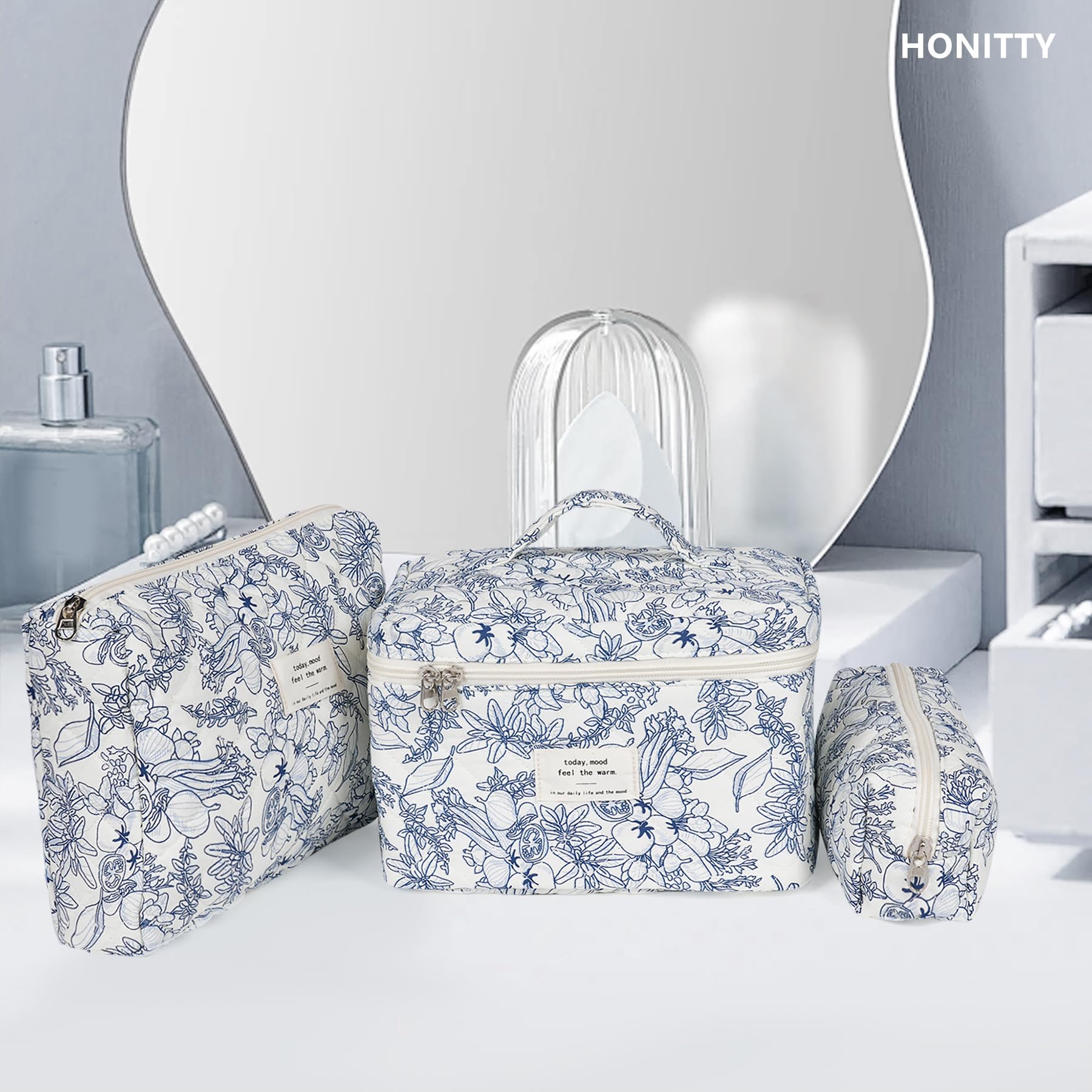 Honitty rangement beauté patchwork floral – idéal pour bureau et maison