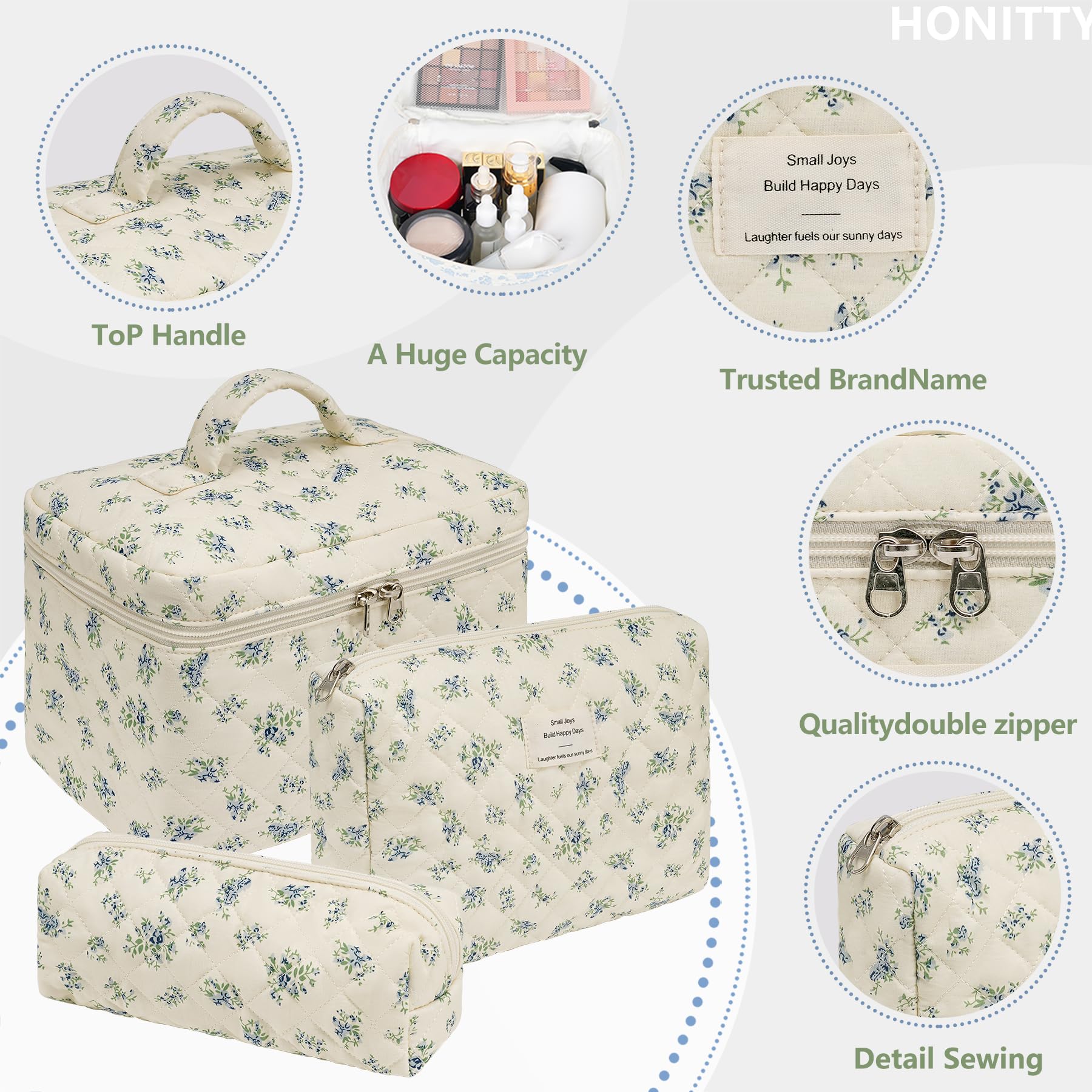 Trousse maquillage légère et portable honitty pour bagage à main