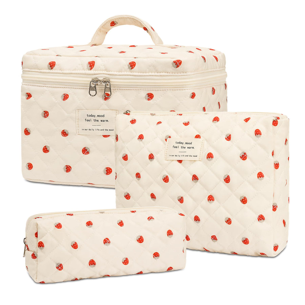 honitty sac maquillage matelassé fleurs ensemble, rangement élégant pour voyage et quotidien