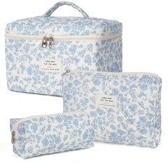 Sac Honitty grand quilt floral — rangement élégant pour maquillage en voyage.