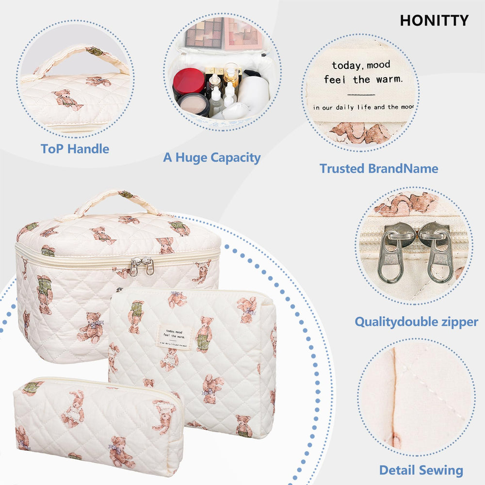 honitty sac maquillage voyage floral, léger et facile à glisser dans la valise.