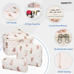 honitty sac maquillage voyage floral, léger et facile à glisser dans la valise.