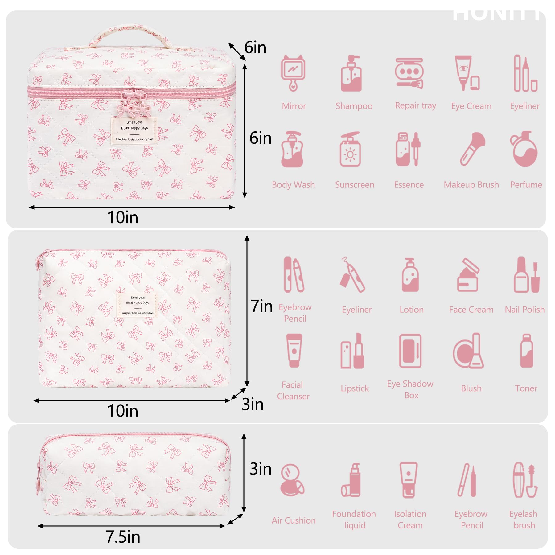 Honitty trousse cosmetiques matelassées fleurs – grande capacité pour vos produits.