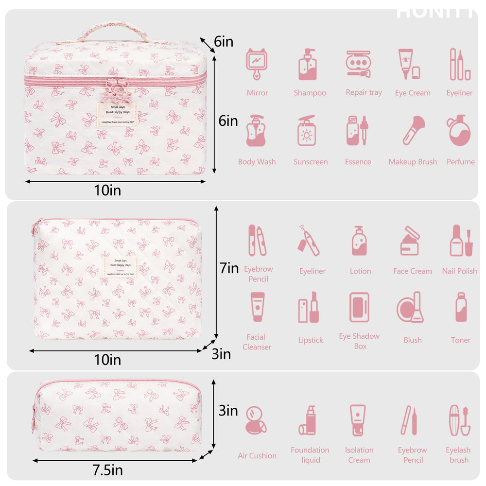Honitty trousse cosmetiques matelassées fleurs – grande capacité pour vos produits.