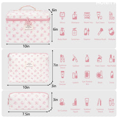 Honitty trousse cosmetiques matelassées fleurs – grande capacité pour vos produits.