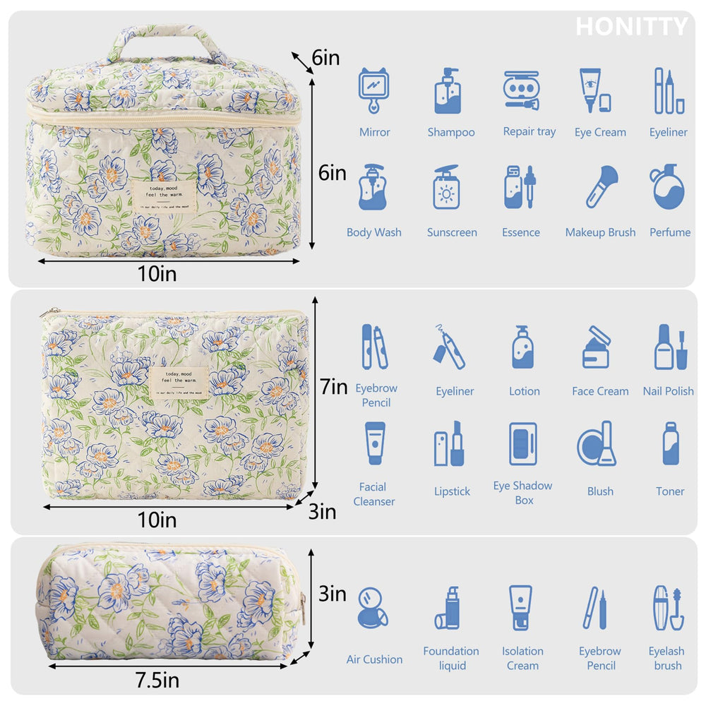 Trousse honitty à trois tailles, pratique pour tout organiser.