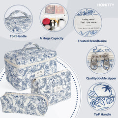 Honitty trousse maquillage patchwork floral – format compact et léger
