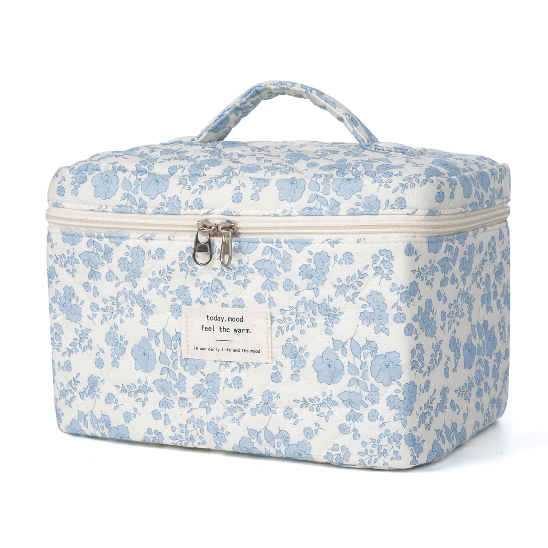 Trousse de maquillage Honitty, motif floral quilté, grande capacité pour vos produits.