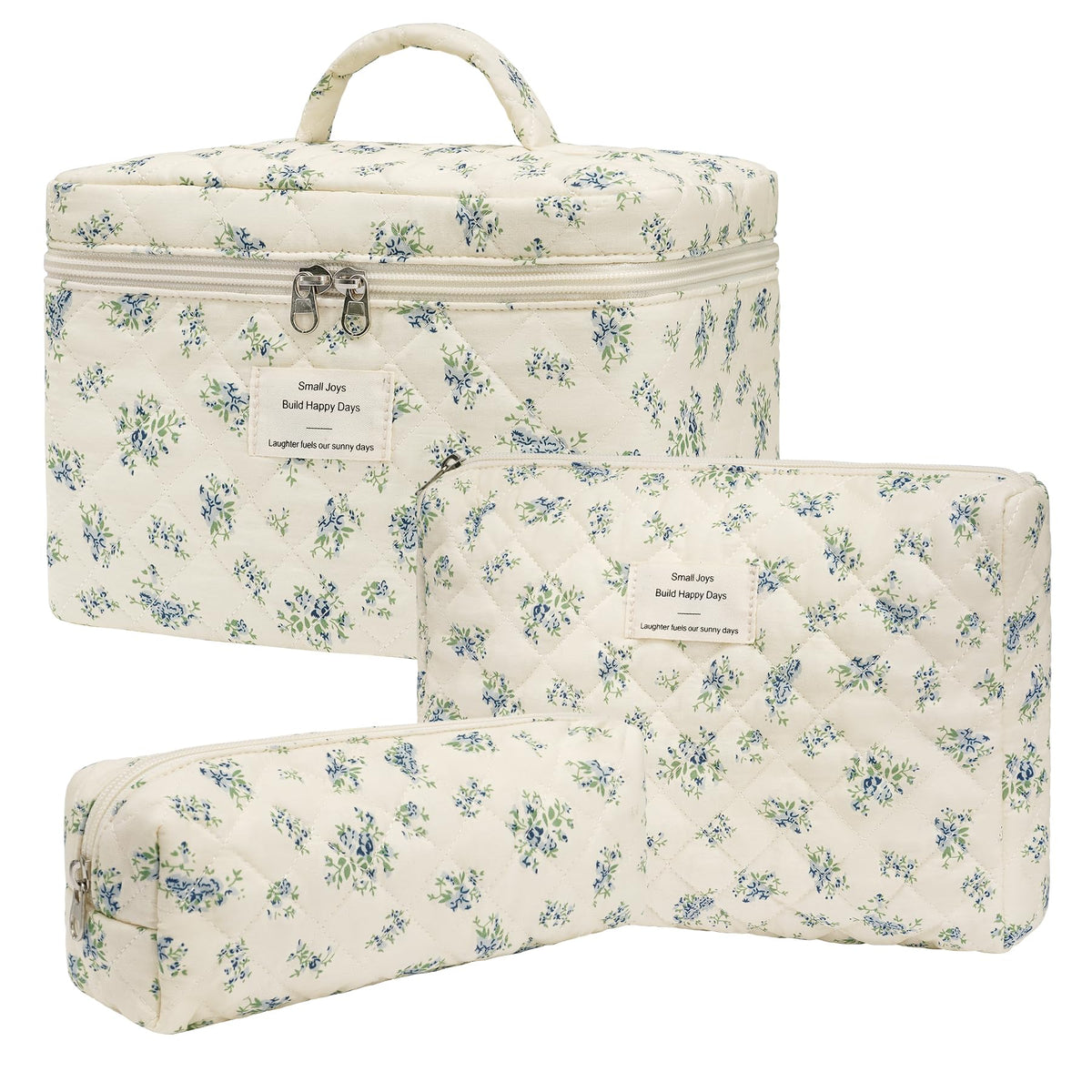 Trousse honitty quiltée avec motif floral, idéale pour ranger le maquillage en voyage