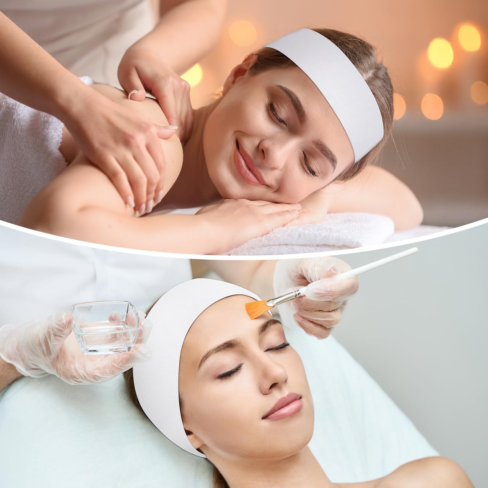 Bandeau HONLYNE lors des soins du visage, maintien sécurisé sans glisser.