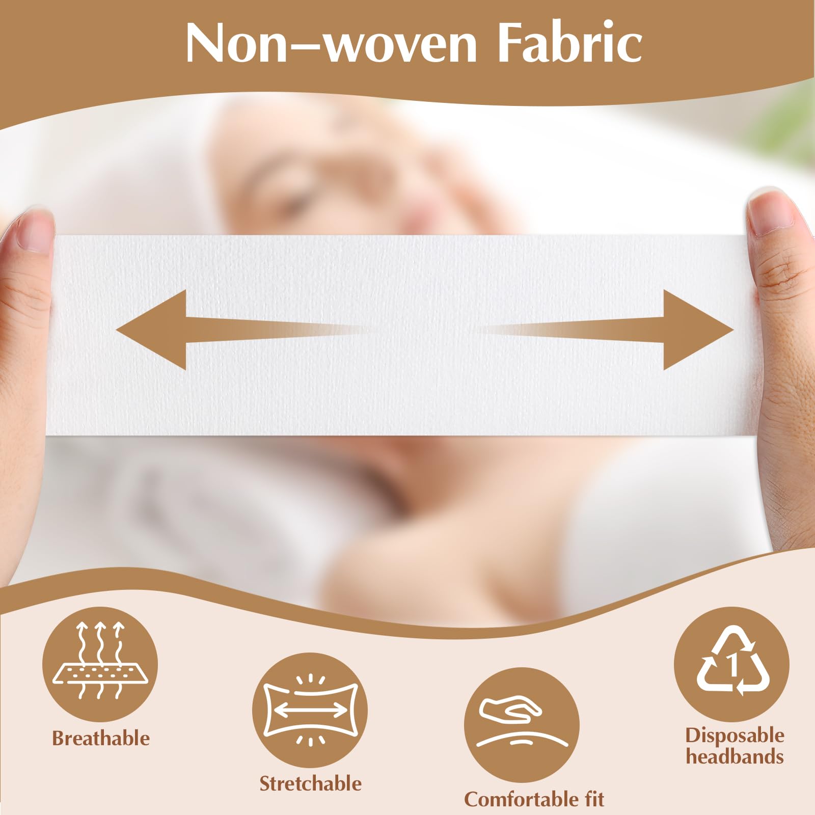 Bandeau HONLYNE en tissu non-tissé, douceur et tenue fiable pendant le maquillage.