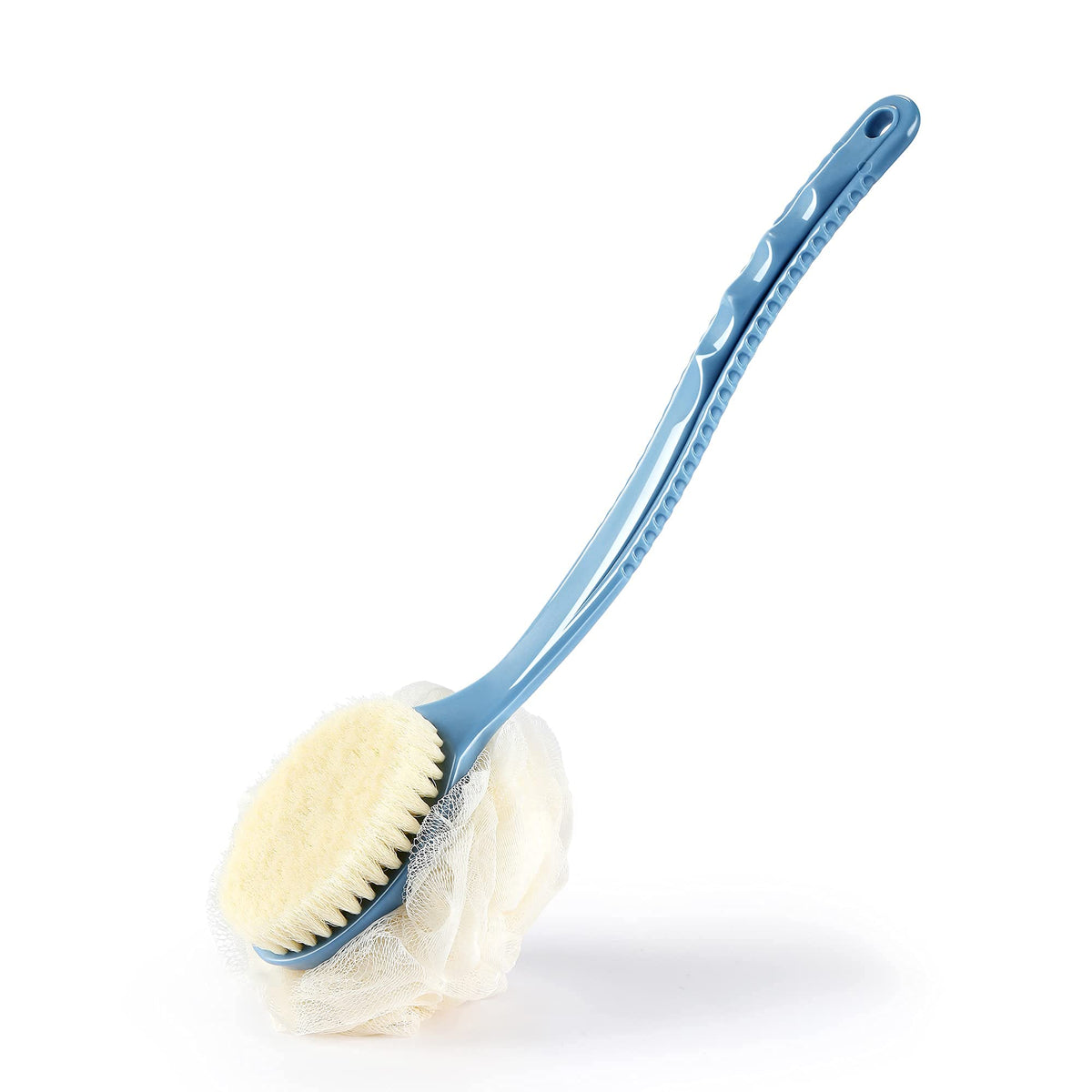 HONOMA brosse-douche brins et éponge végétale; exfolie le dos en douceur.