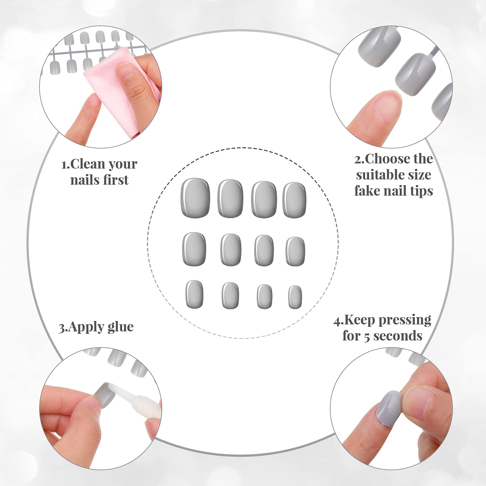 Honoson ongles faux fini brillant, brillance durable et allure chic.