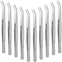Pinces Honoson en inox à pointe courbe dentée montrant l’ensemble de 10 pièces