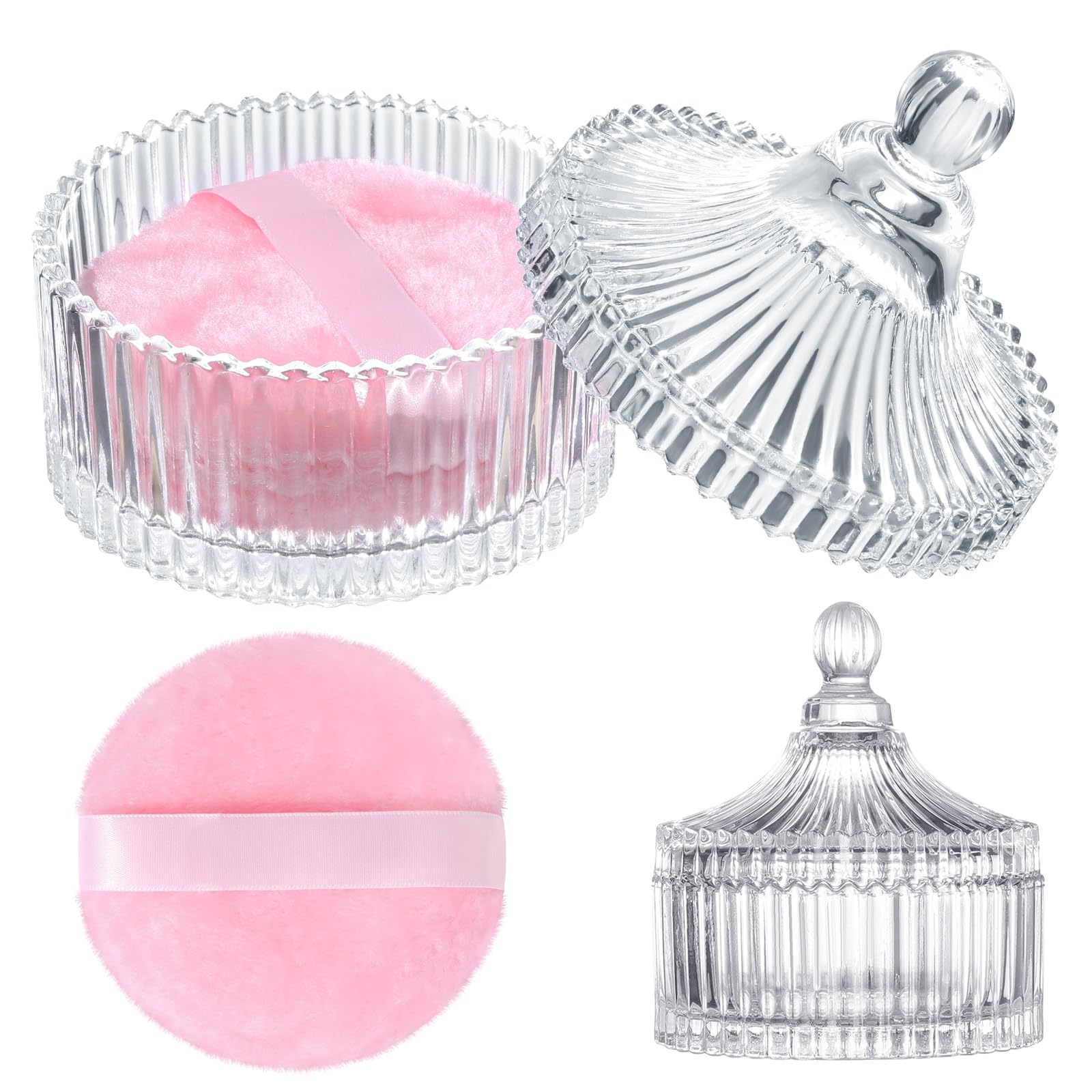 Éponge poudre grande HONSIO de couleur rose pour une couverture douce et uniforme.
