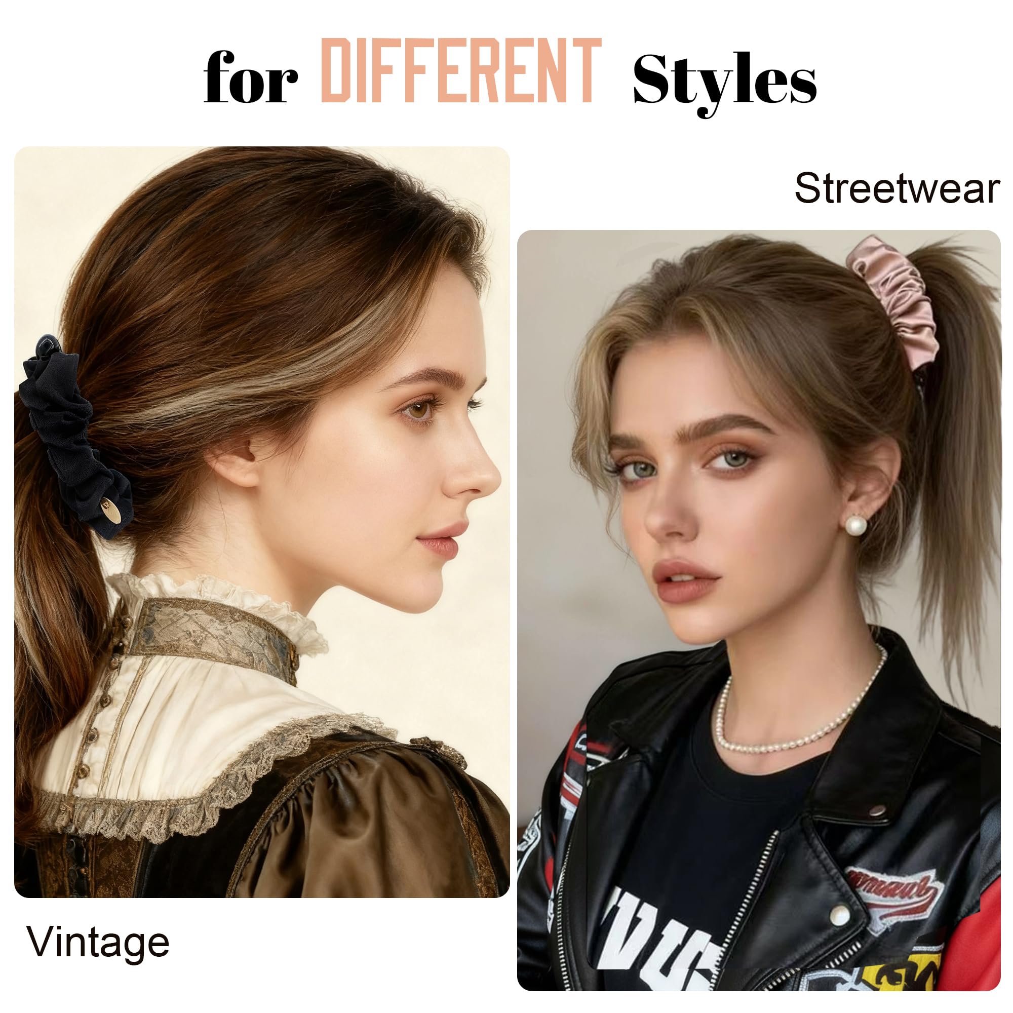 Barrettes banane satin beige Hoojoot, solution polyvalente pour assortir votre tenue.