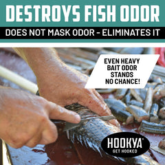 Hook'Ya bait and engine residue cleaning on hands after outdoor tasks