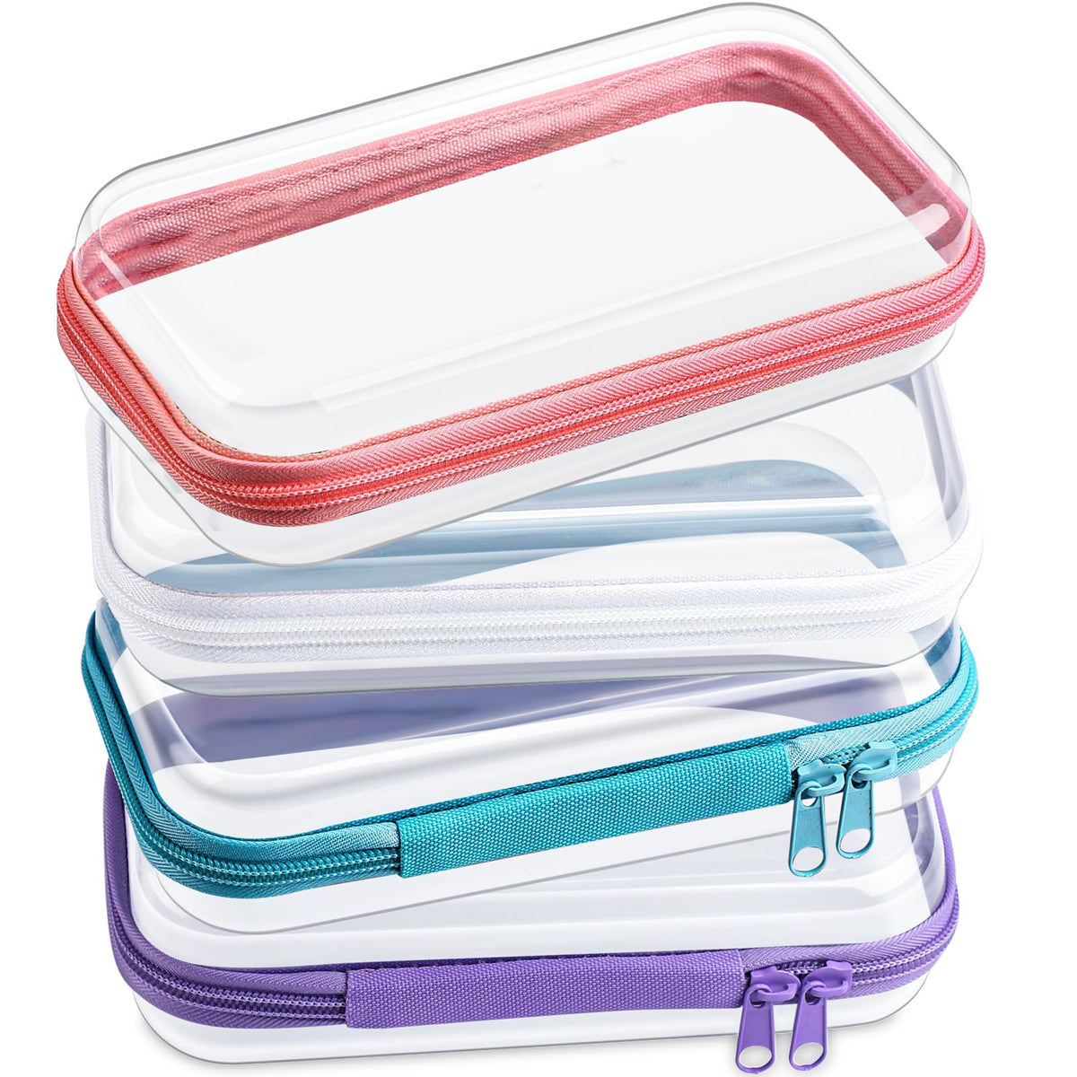 Hoolerry coffrets transparents 4 pièces pour maquillage et petites fournitures.