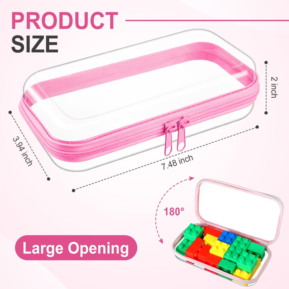 Étui rigide transparent Hoolerry rose, protège le maquillage et les outils.