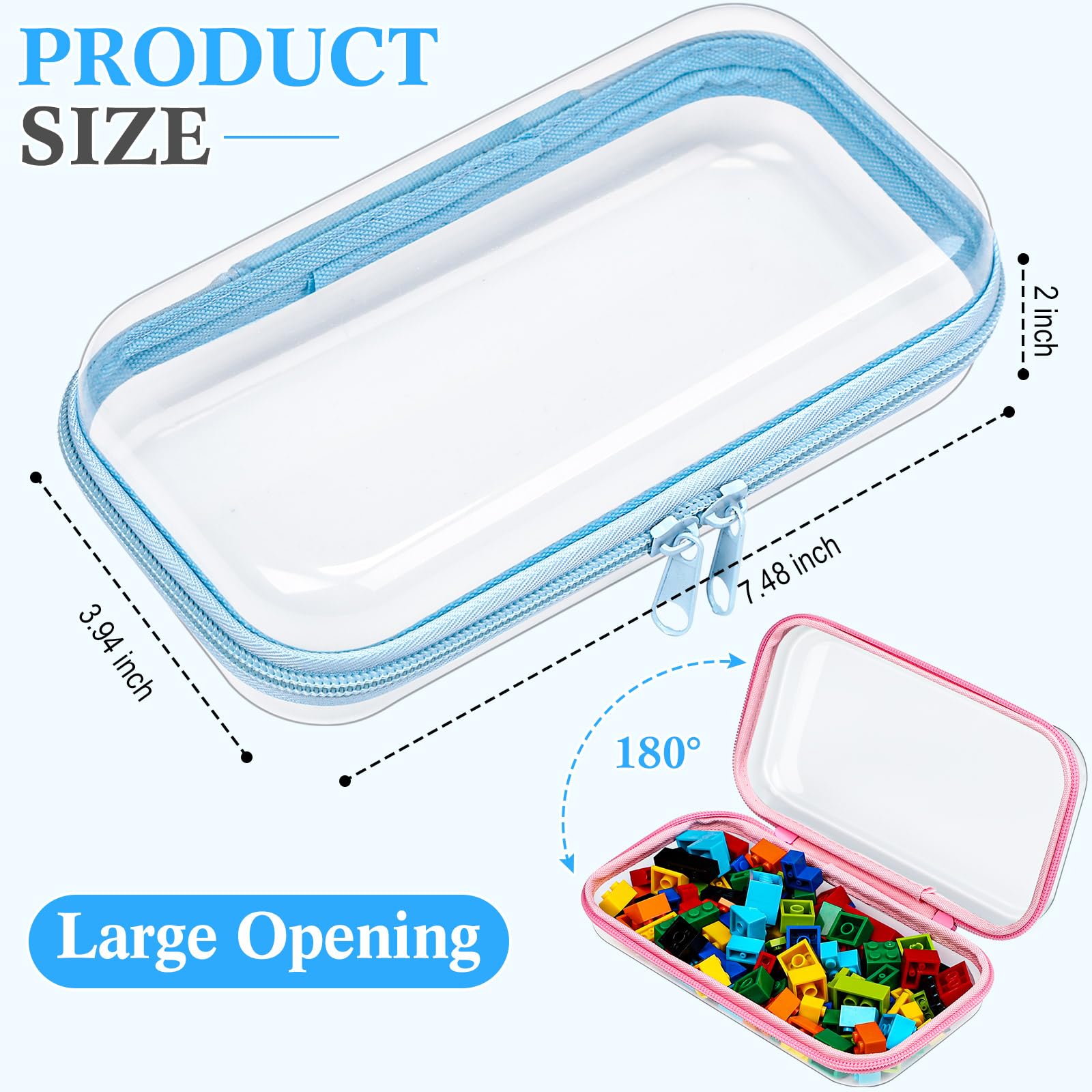 Hoolerry etuis rigides transparents avec fermeture double pour voyage et bureau.