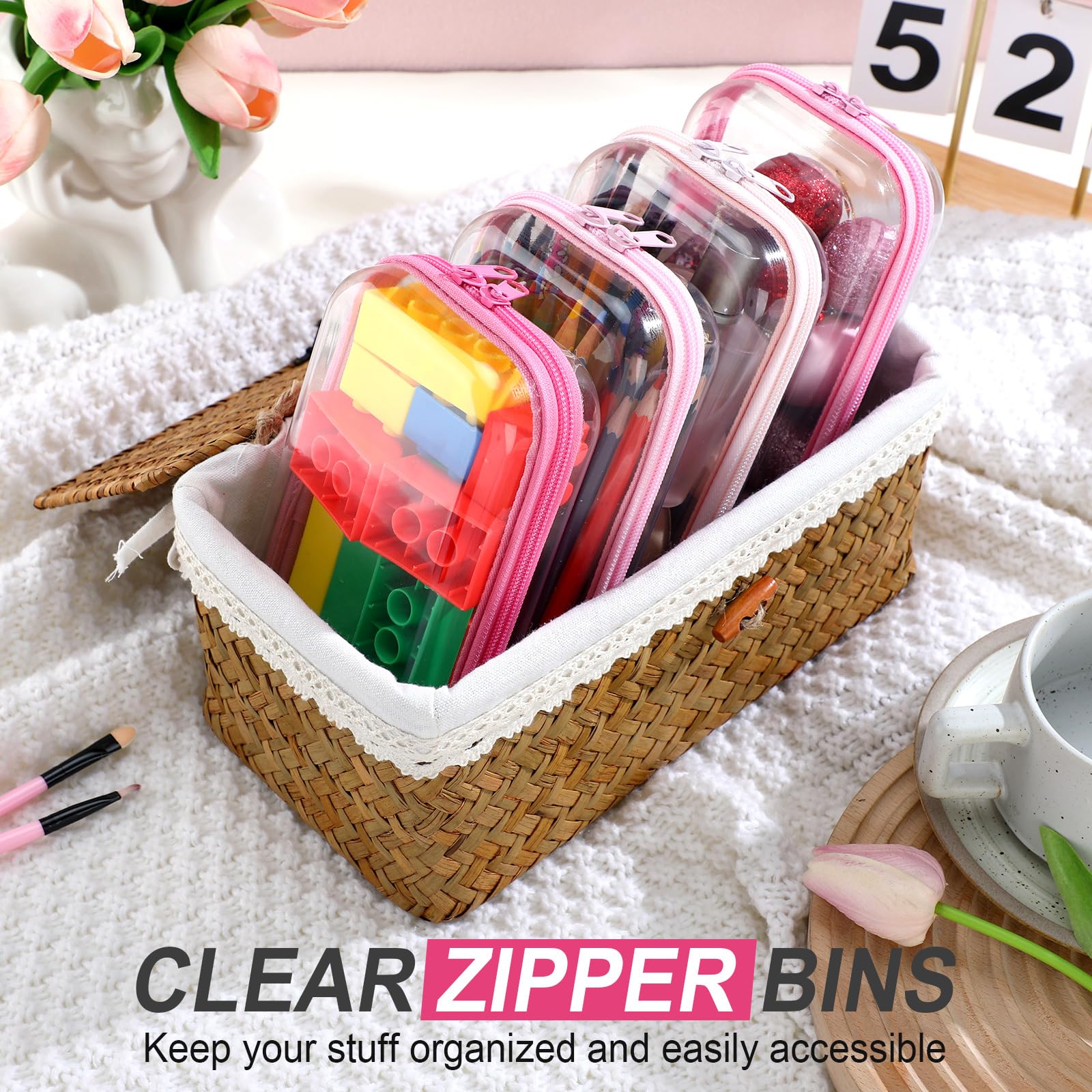 Pochette transparente rose Hoolerry pour snacks et collations.