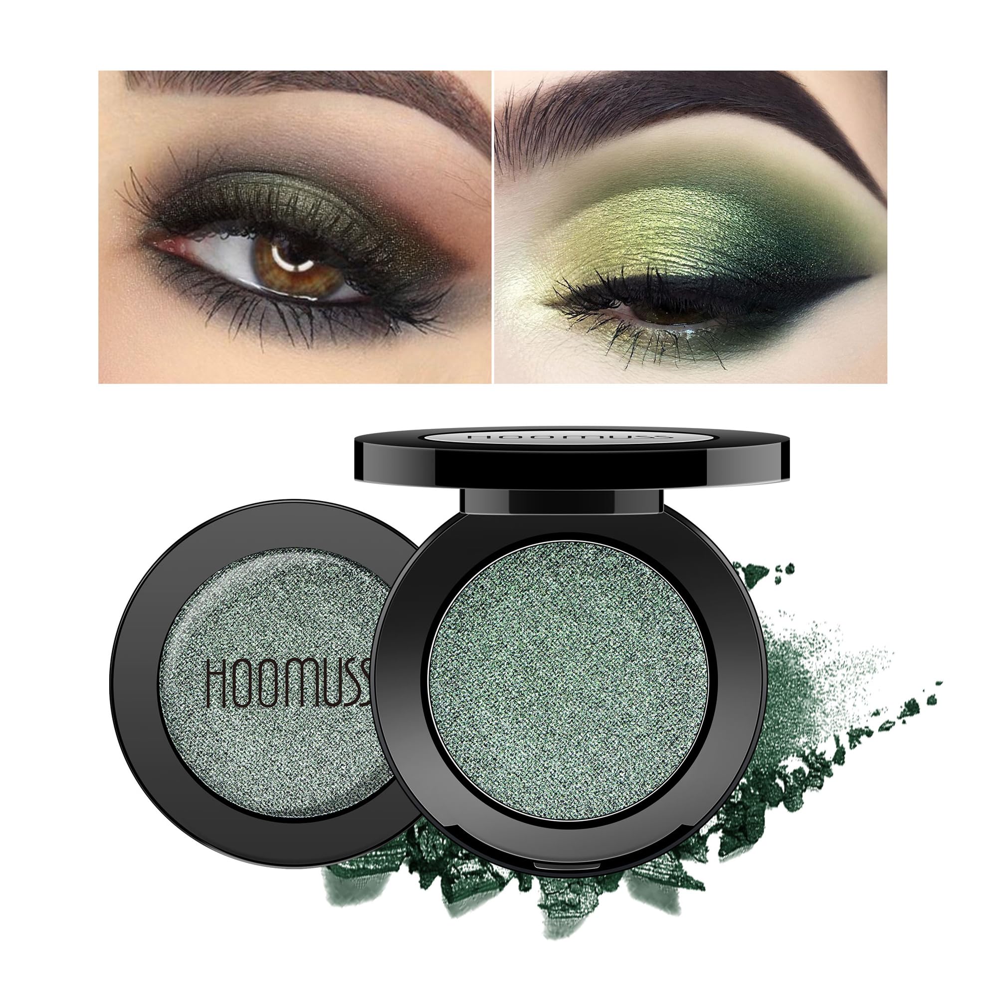 HOOMUSS fard paupières émeraude irisée pour un regard lumineux et longue tenue.