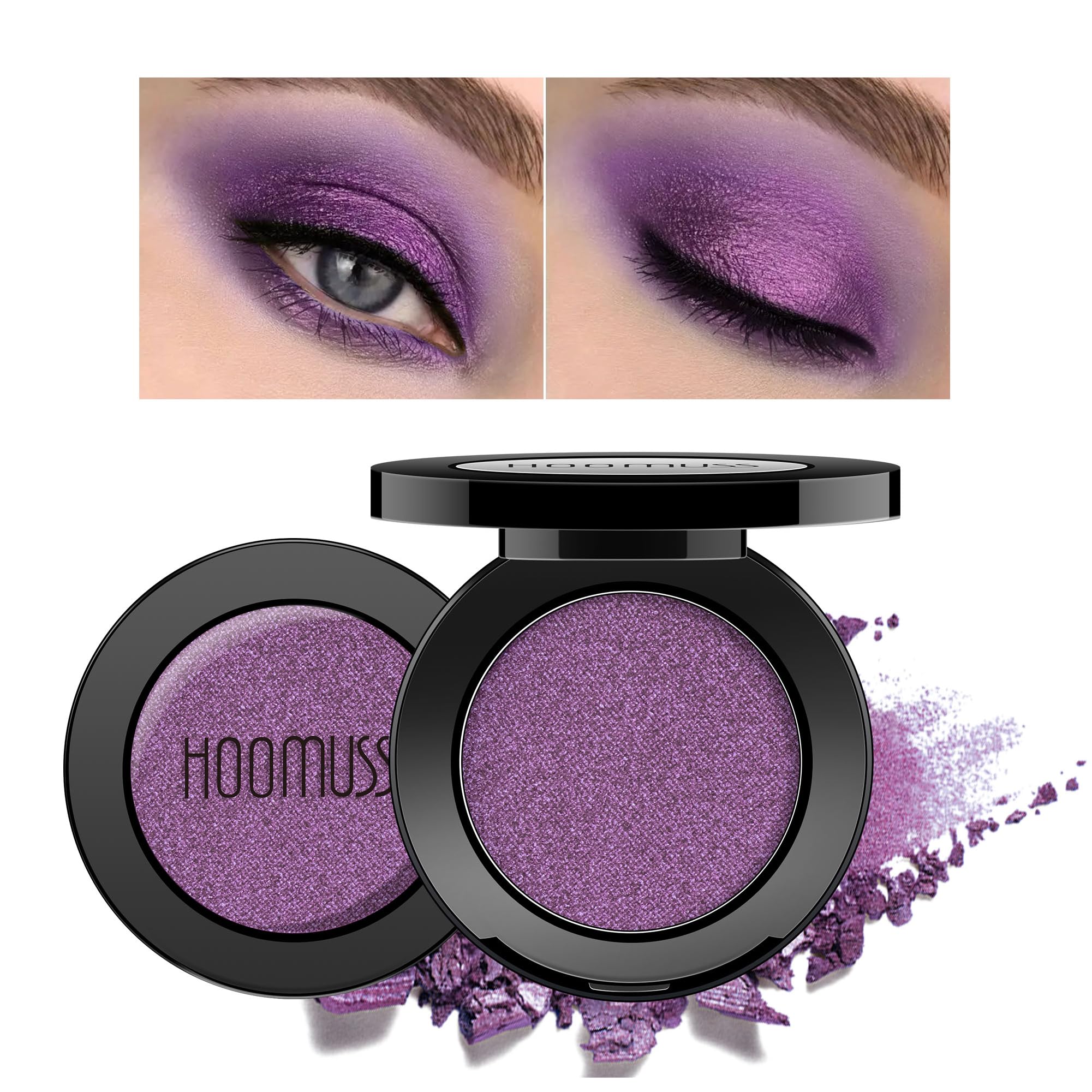 HOOMUSS palette ombre paillettes violet pour un regard lumineux et durable.