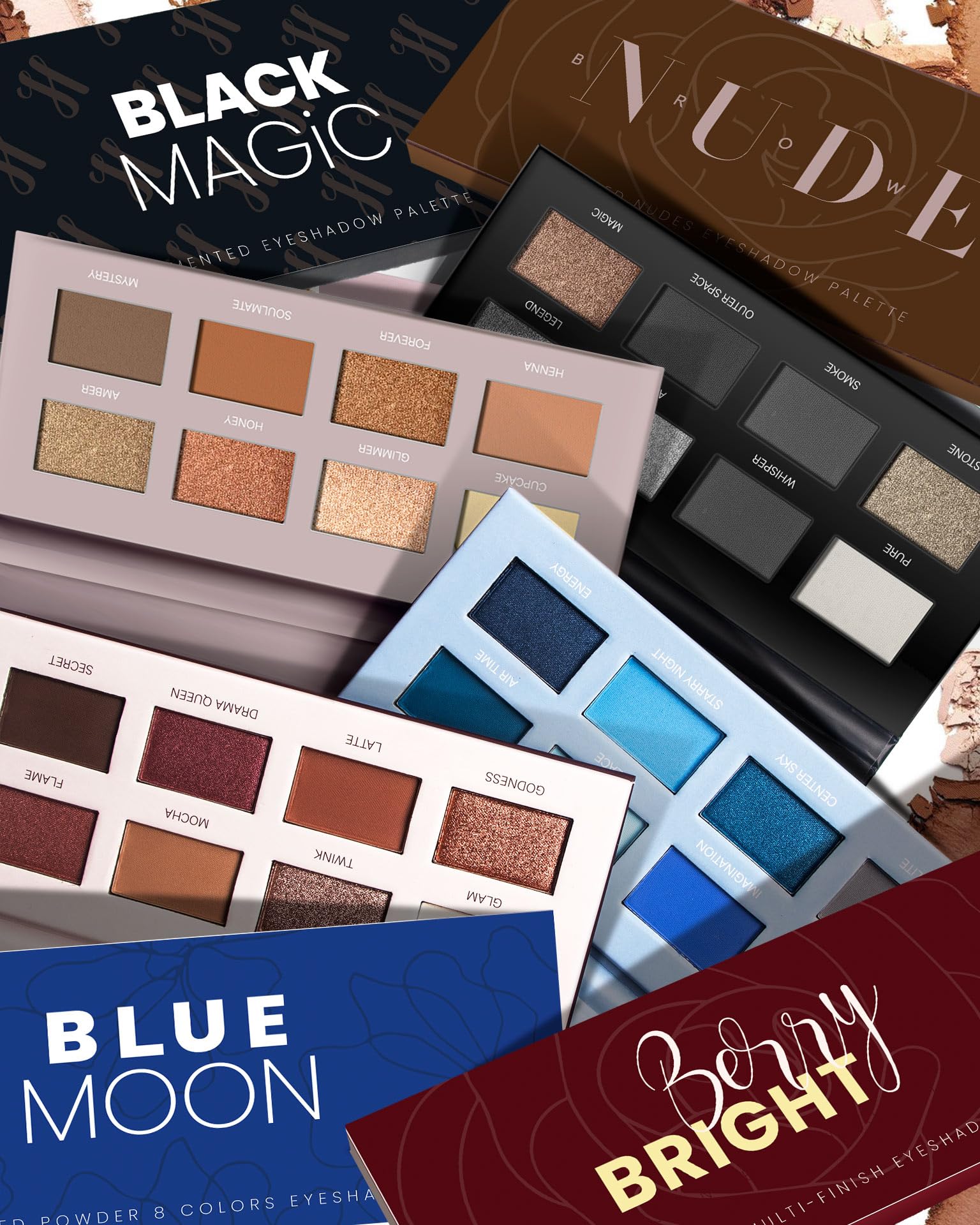 HOOMUSS palette bleu froid luxueuse avec finis variés.