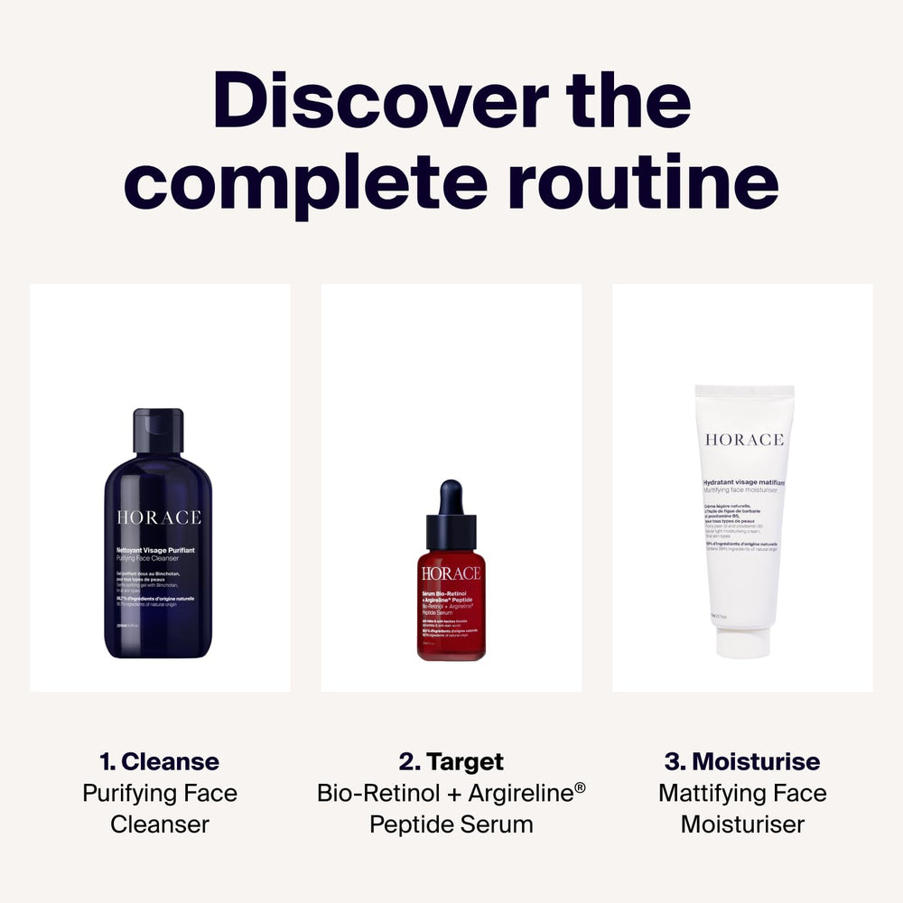 Utilisation Horace matin et soir, routine simple pour peau en meilleure apparence.