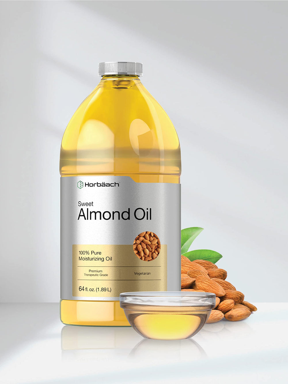 Horbäach huile d'amande douce — produit végétarien polyvalent pour routine beauté.