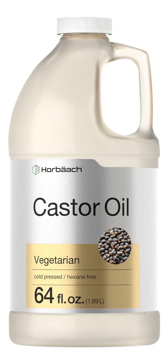 Horbäach huile de ricin — bouteille 64oz prête pour soins capillaires quotidiens.