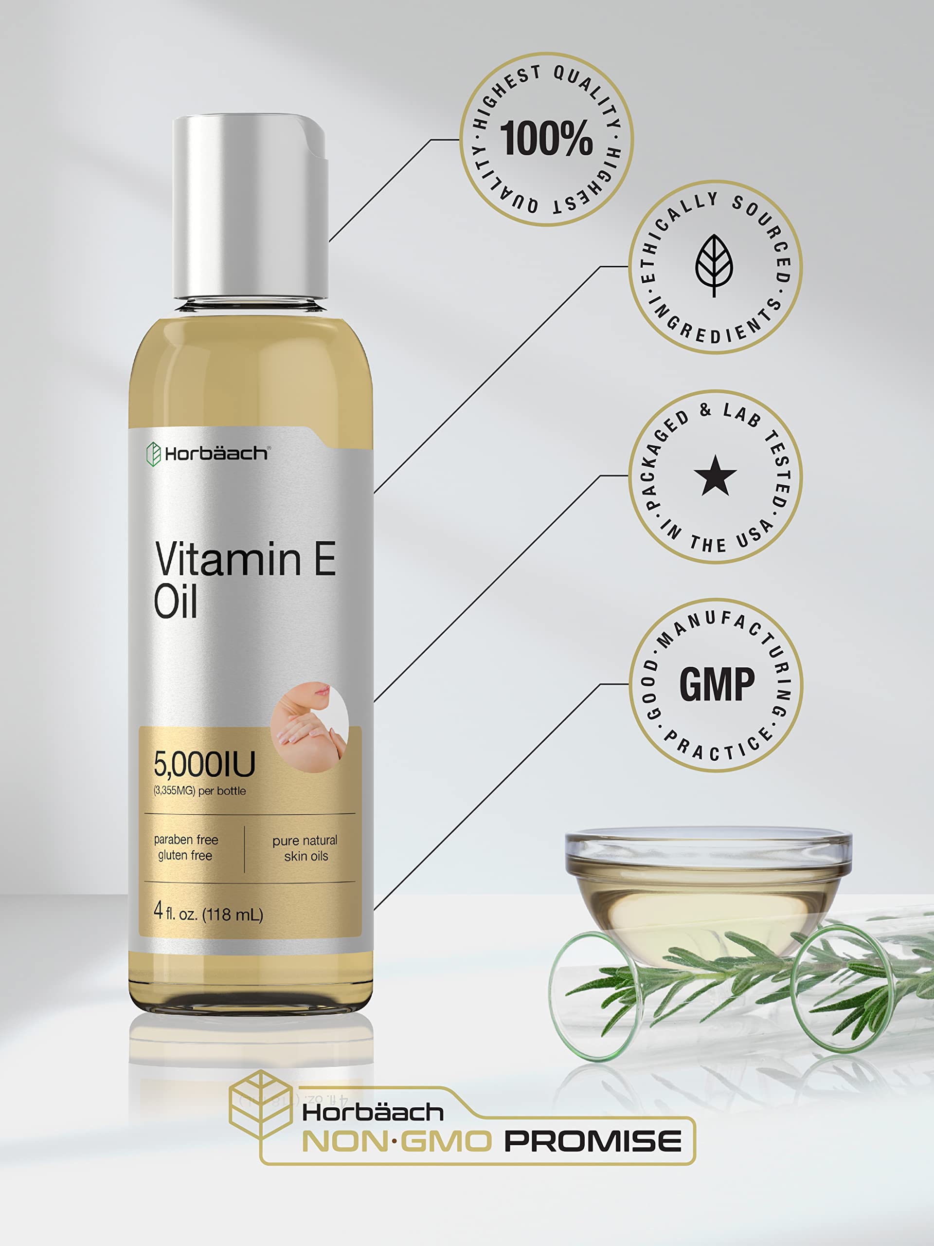 Cheveux brillants Horbaach Vitamine E huile pour coiffage
