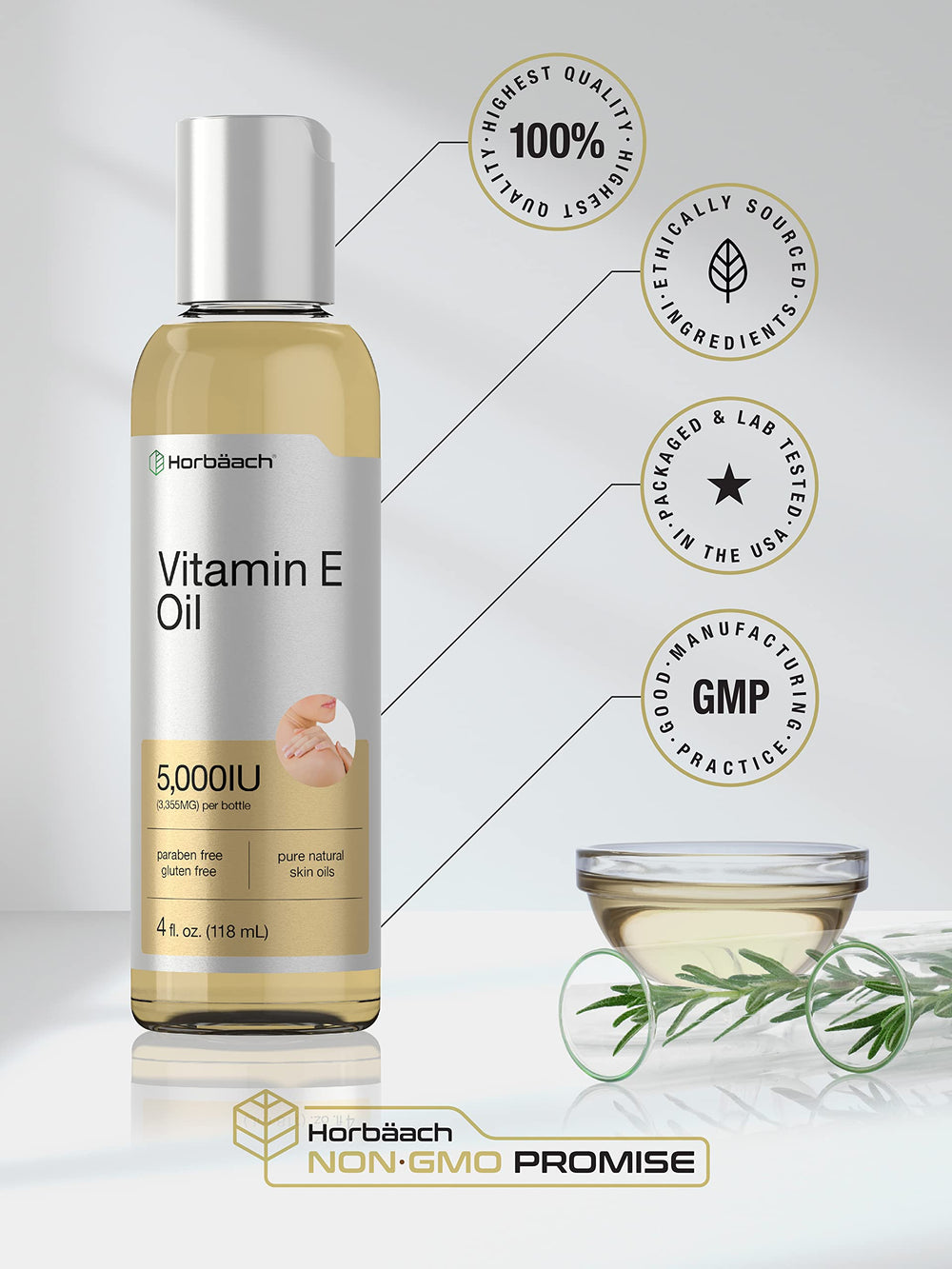 Cheveux brillants Horbaach Vitamine E huile pour coiffage