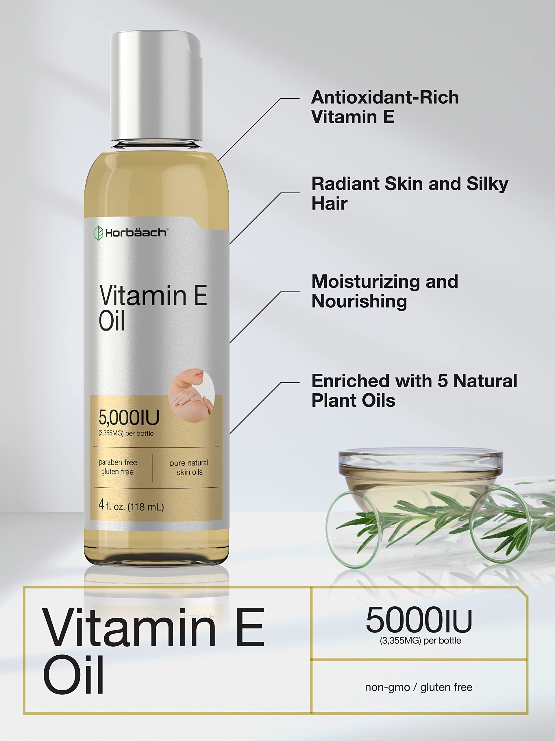 Application visage Horbaach Vitamine E huile pour douceur naturelle