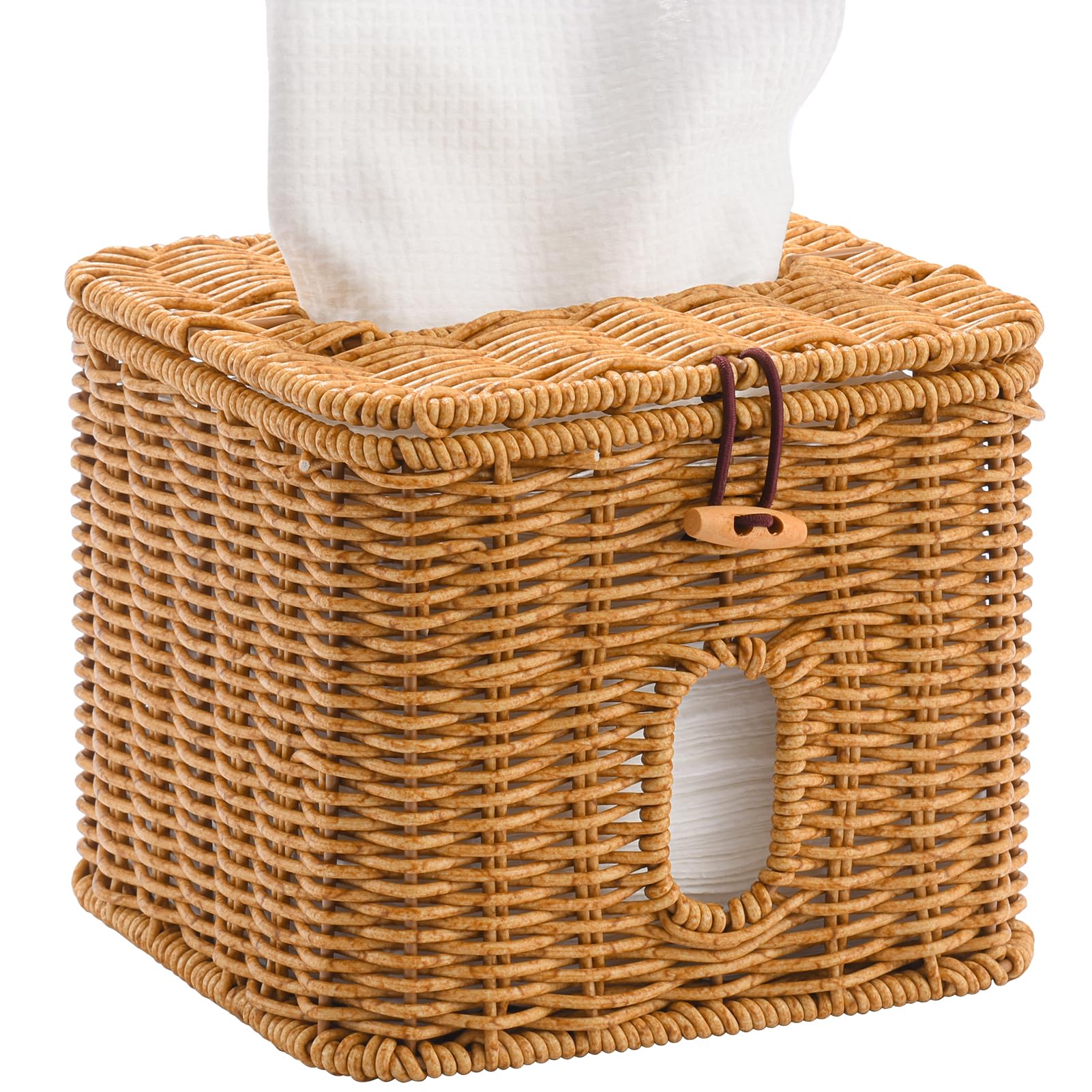 Porte-serviettes jetables Hordely en rotin-plastique, rangement élégant pour salle de bains.