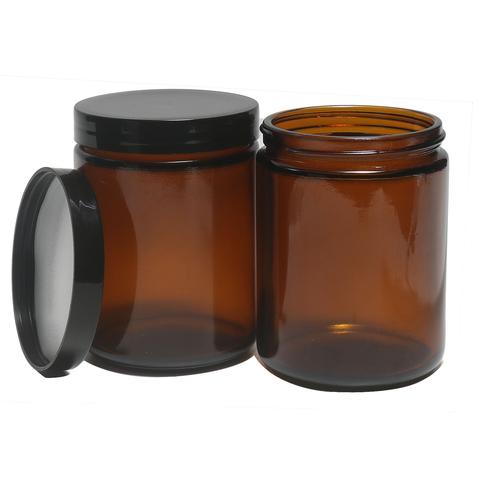 Bocal en verre ambré Hormerry de 250 ml, idéal pour conserver cosmétiques en voyage.