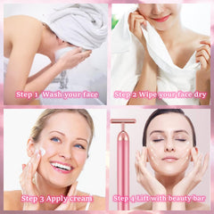 Horolas Beauty Bar 24k Pulse sur le cou et les contours du visage.