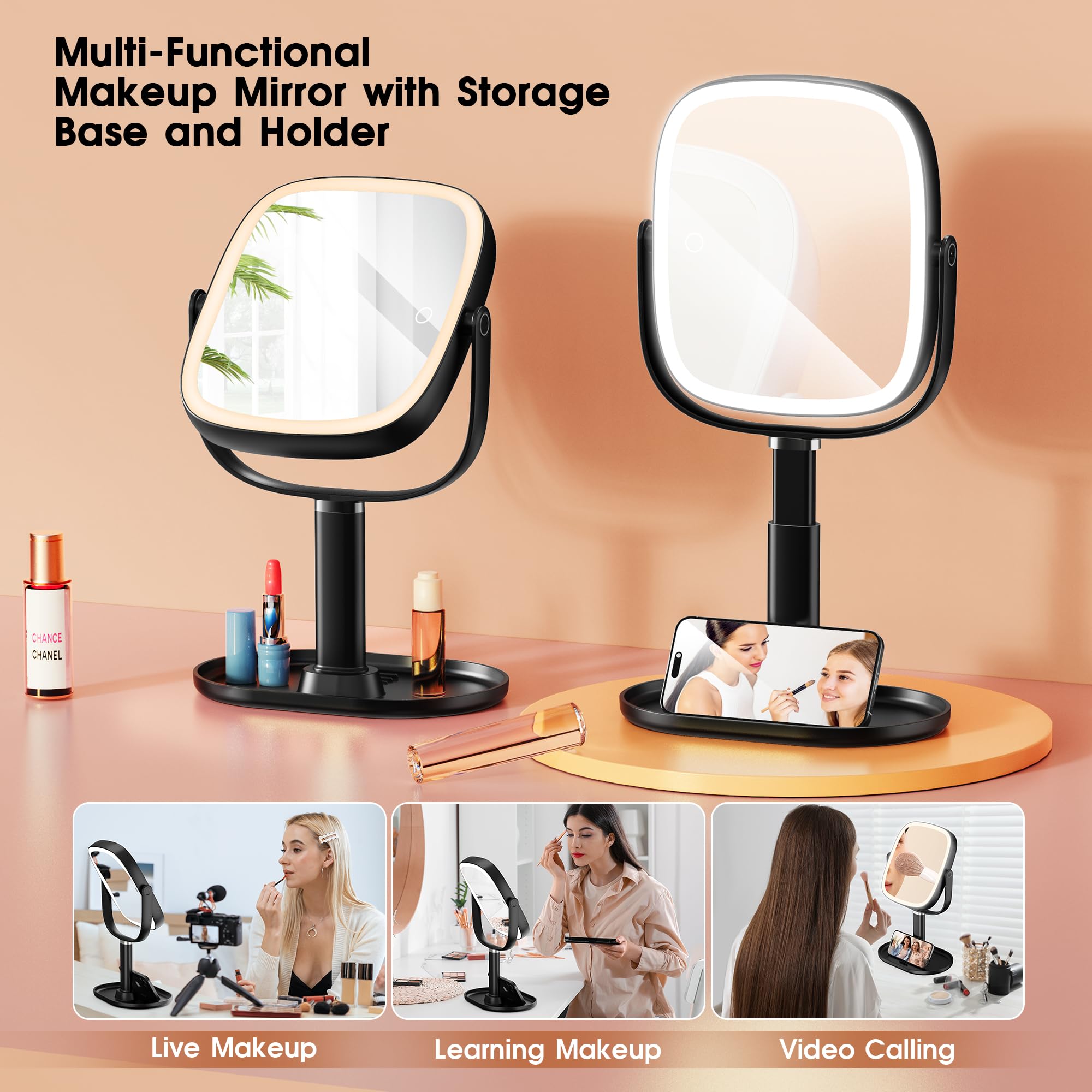Horyliin miroir bureau rangement intégré, organisation facile pendant le rituel beauté.