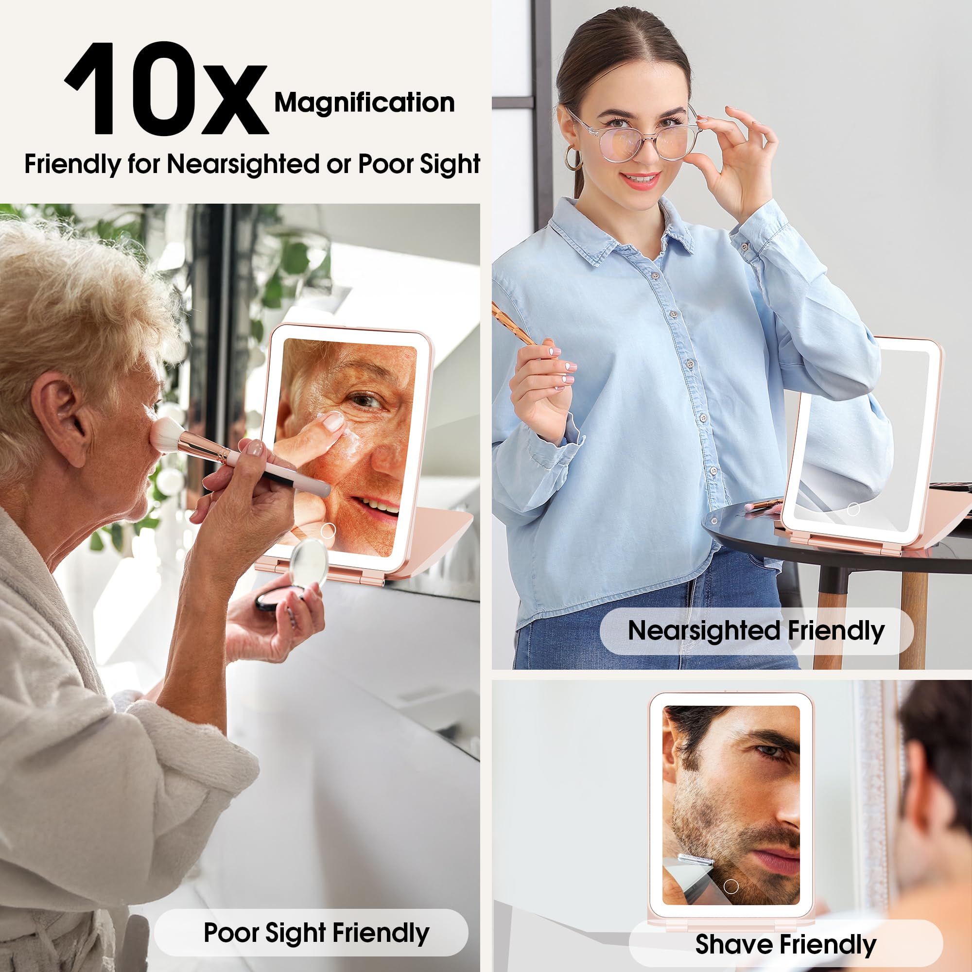 Miroir Horyliin rechargeable 2000mAh pour nomade.