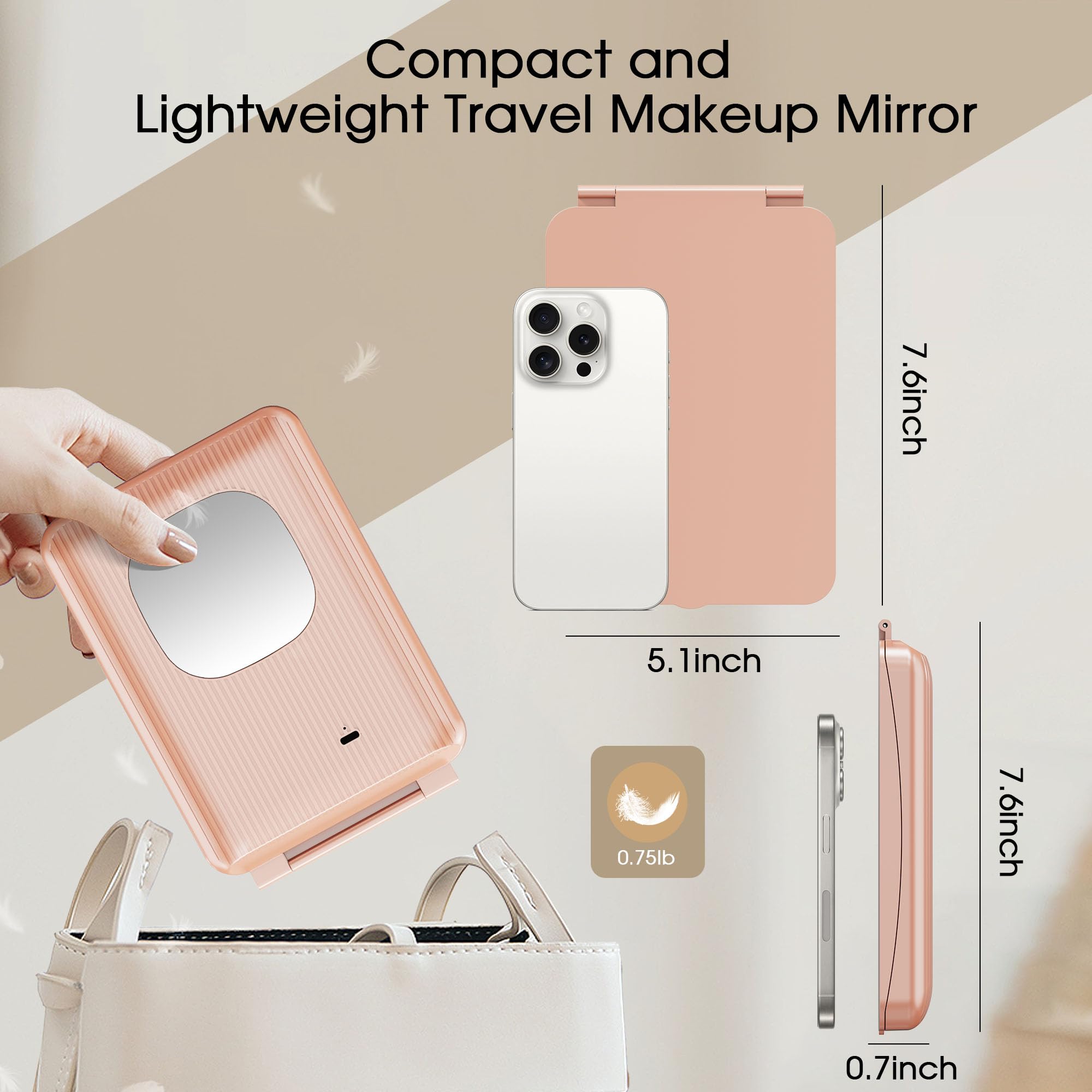 Miroir Horyliin double-face 10x/1x pour retouches rapides en déplacement.